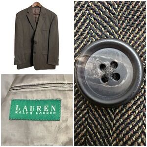 Lauren Ralph Lauren blazer mens 46R brown herringbone classic traditional preppy